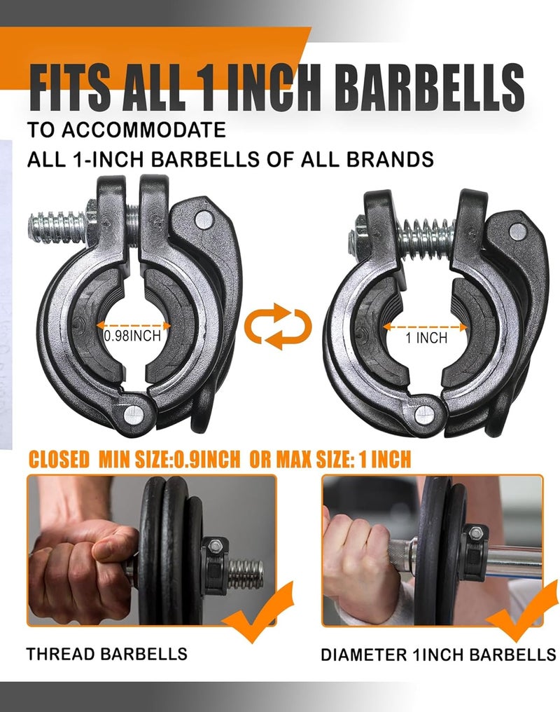 MAXRICH T Barbell Clamp 1 inch Multiple Sizes & Adjustable Weight Clips for Barbell Quick Release Barbell Clips|Barbell Collar Bar Locks for Weight Lifting (Black) - Image 4